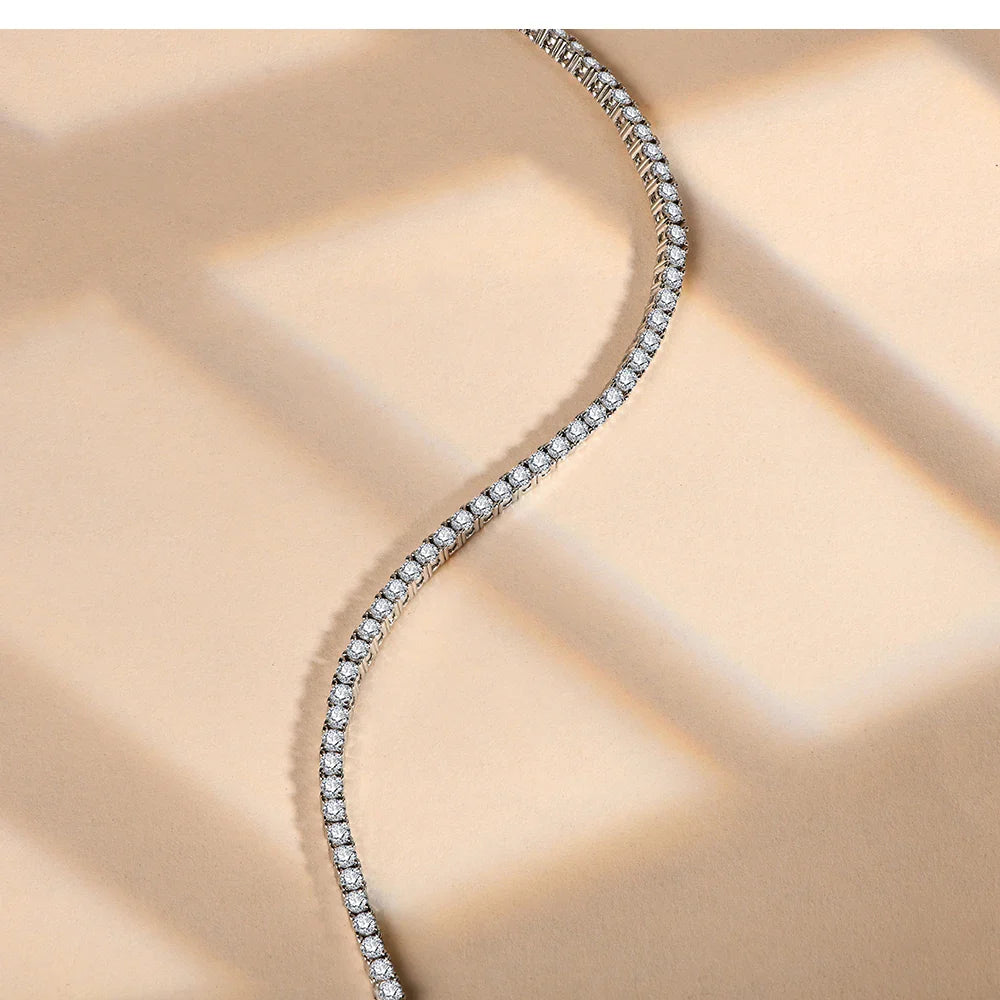 D Color Round Cut 5.0 4.0mm Moissanite Tennis Bracelet for Women Man Real 925 Sterling Silver Pass Diamond Tester Gift