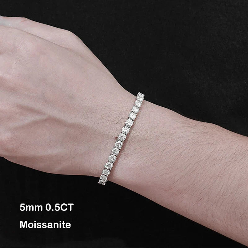 3mm 4mm 5mm Moissanite Tennis Bracelet for Women Men 925 Silver Plated 18k Gold Pass Diamond Tester Link Bracelets Bangle
