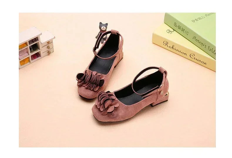 Fashion Girls Kids Children High Heeled Leathers Shoes Princess Sweet For Evening Party Show Children Leathers Shoes 27-37 Hot