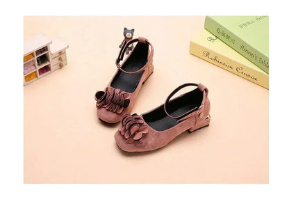 Fashion Girls Kids Children High Heeled Leathers Shoes Princess Sweet For Evening Party Show Children Leathers Shoes 27-37 Hot