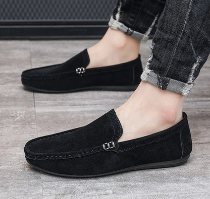 Novos Sapatos Masculinos de Primavera e Outono Estilo Social, Camurça, Sapatilhas Loafer, Couro Fosco Casual para Jovens