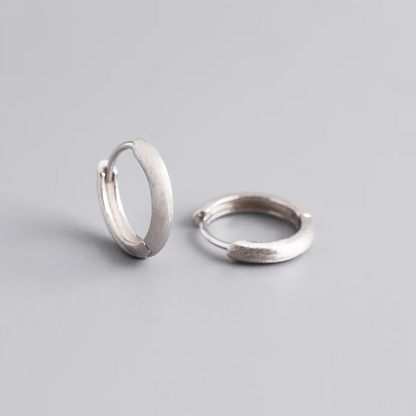 925 Sterling Silver Minimalist Matte Gothic Unisex Huggies Ear Hoop Earrings for Women Men Piercing Ear Buckle Jewelry
