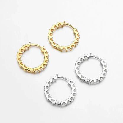 100% 925 Sterling Silver Real 2.6ct Moissanite Earring Hoops For Women Sparkling Wedding Party Luxury Fine Jewelry Gift