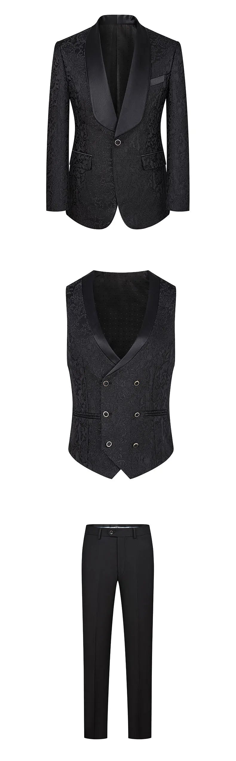 2025 New Large-Sized Jacquard Men's Suit for Wedding Dress, Groom's Suit Set, Host's Performance Costume