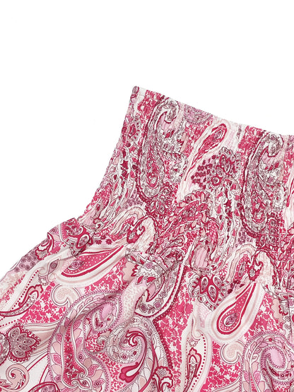 Vacation Style Stretchy Waist Long Maxi Skirt - Flowy Beach Skirt with Elastic Waistband