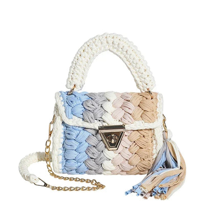 Women Handbag Woven Bag Knitted Shoulder Bag Chunky Knit Bag Crochet Top Handle Bag Lady Shopper Gifts