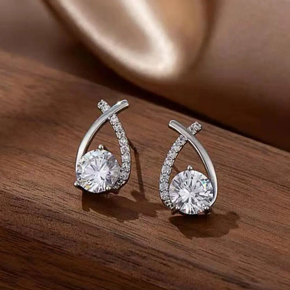 Vintage Cross Stud Earrings For Women Girls Korean Style Elegant Crystal Jewelry Ear Rings Fishtail Lady Earrings Gift