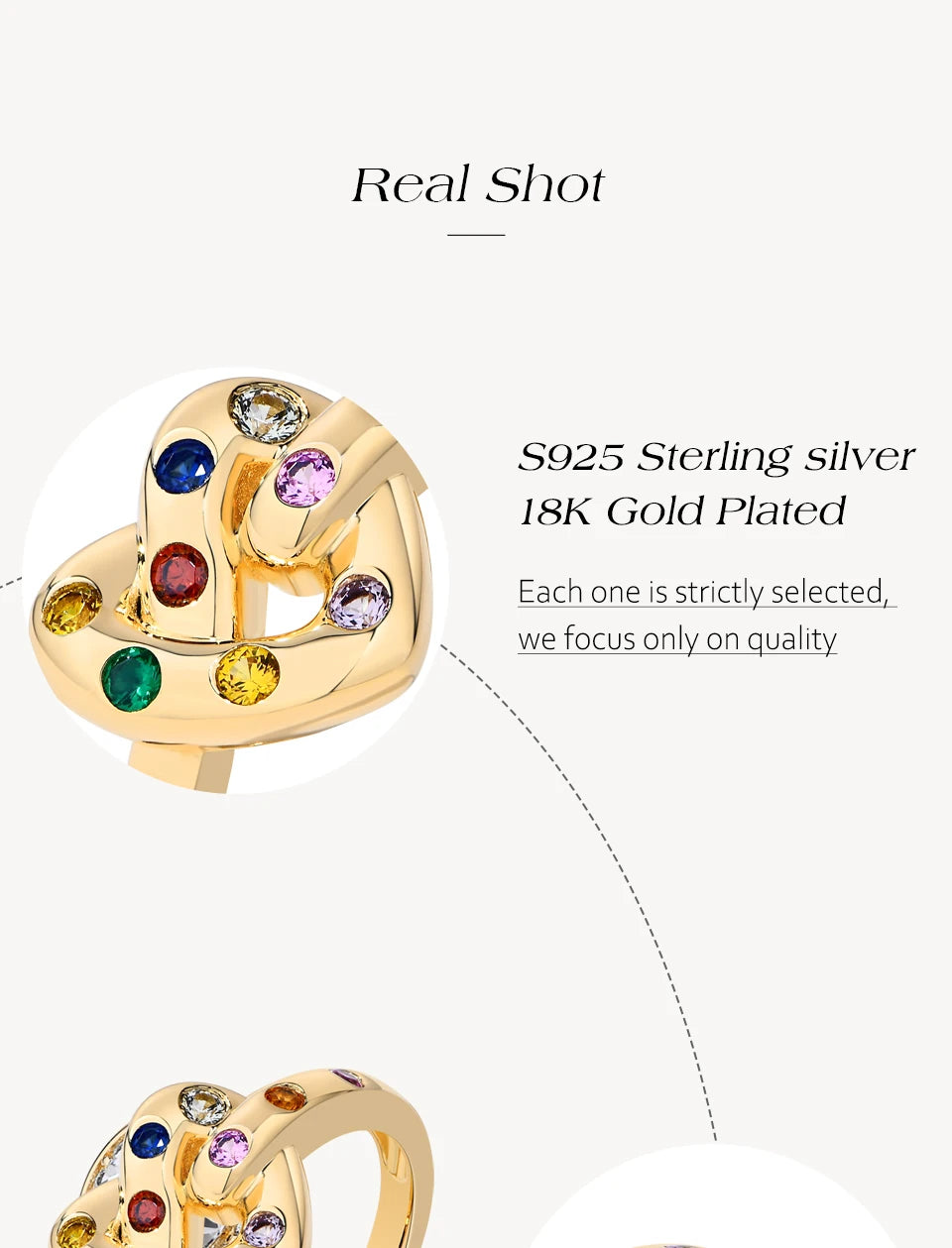 Artificial Stone Love Rings Colorful s925 Sterling Silver 18K Gold For Women Girl Holiday Party Jewelry Mother Day Gift