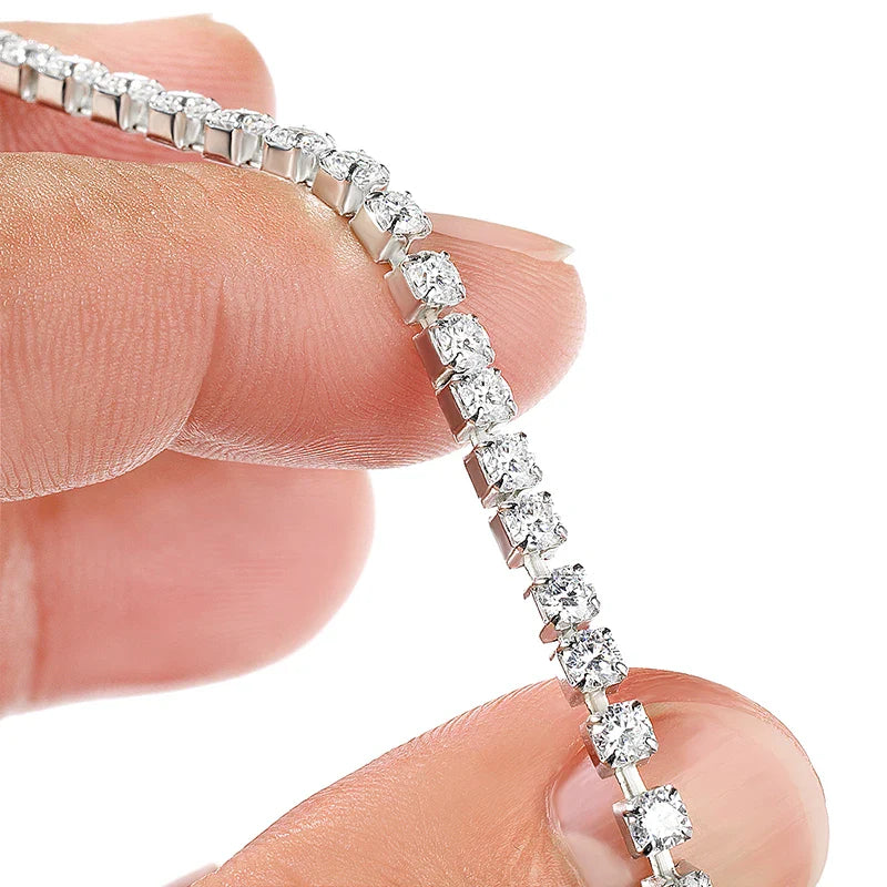 3.84-6.4ct D VVS1 Moissanite Tennis Bracelet 2.5mm/3mm s925 Sterling Silver Elastic Tennis Bracelets for Women Men