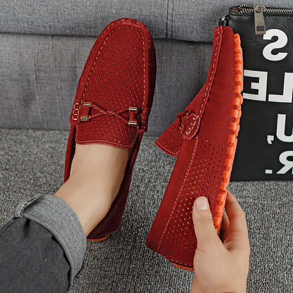 Mens Casual Shoes Genuine Leather Man Loafers Slip on Flats Lightweight Mens Driving Shoes Lazy Shoes