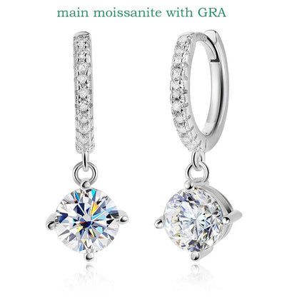 0.5CT 1CT D Color Zircon/moissanite Drop Earrings for Women Sparkling Lab Diamond Sterling Silver 925 Wedding Jewelry