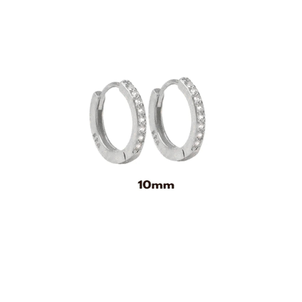 925 Sterling Silver Gold Zircon CZ 5mm 6mm 7mm 8mm To 13mm Huggies Hoops Piercing Pendiente Clips Luxury Fine Jewelry