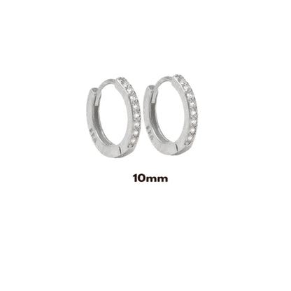 925 Sterling Silver Gold Zircon CZ 5mm 6mm 7mm 8mm To 13mm Huggies Hoops Piercing Pendiente Clips Luxury Fine Jewelry