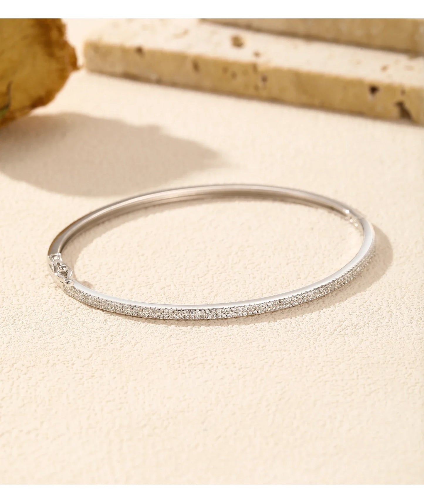 925 Sterling Silver Luxury Fancy Round Sparkling Clear CZ Bangle Bracelets For Women Wedding Statement Fine Jewelry Gifts