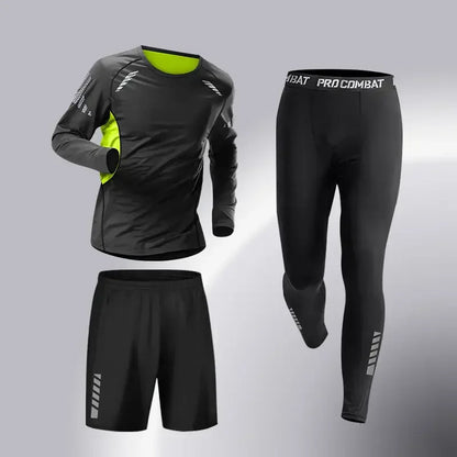 Ensemble de sport de compression pour homme, survêtement de course, fitness, jogging, vêtements d'entraînement, leggings à coupe