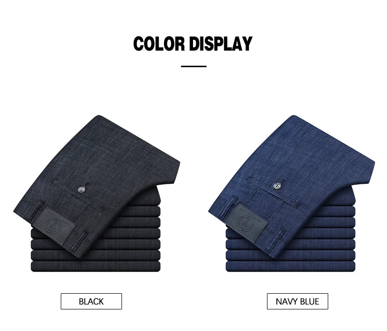 Modal Fabric Spring Summer Men's Black Thin Straight Jeans Classic Style Business Fashion Stretch Loose Jeans Male Brand