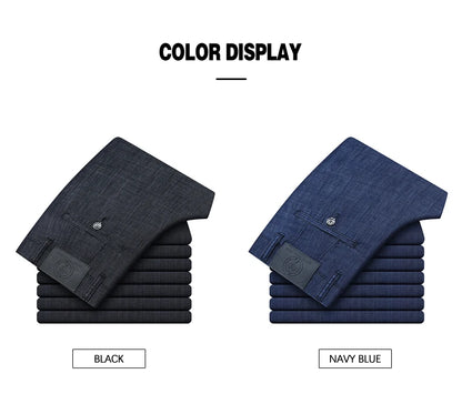 Modal Fabric Spring Summer Men's Black Thin Straight Jeans Classic Style Business Fashion Stretch Loose Jeans Male Brand