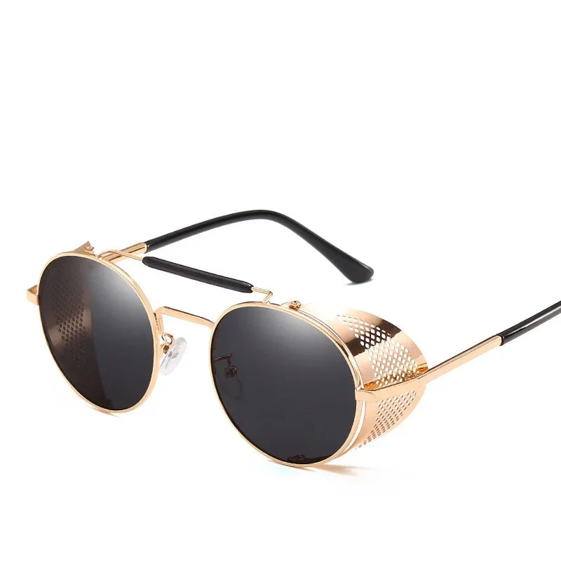 Retro Round Metal Sunglasses Steampunk Men Women Brand Designer Glasses Oculos De Sol Shades UV Protection