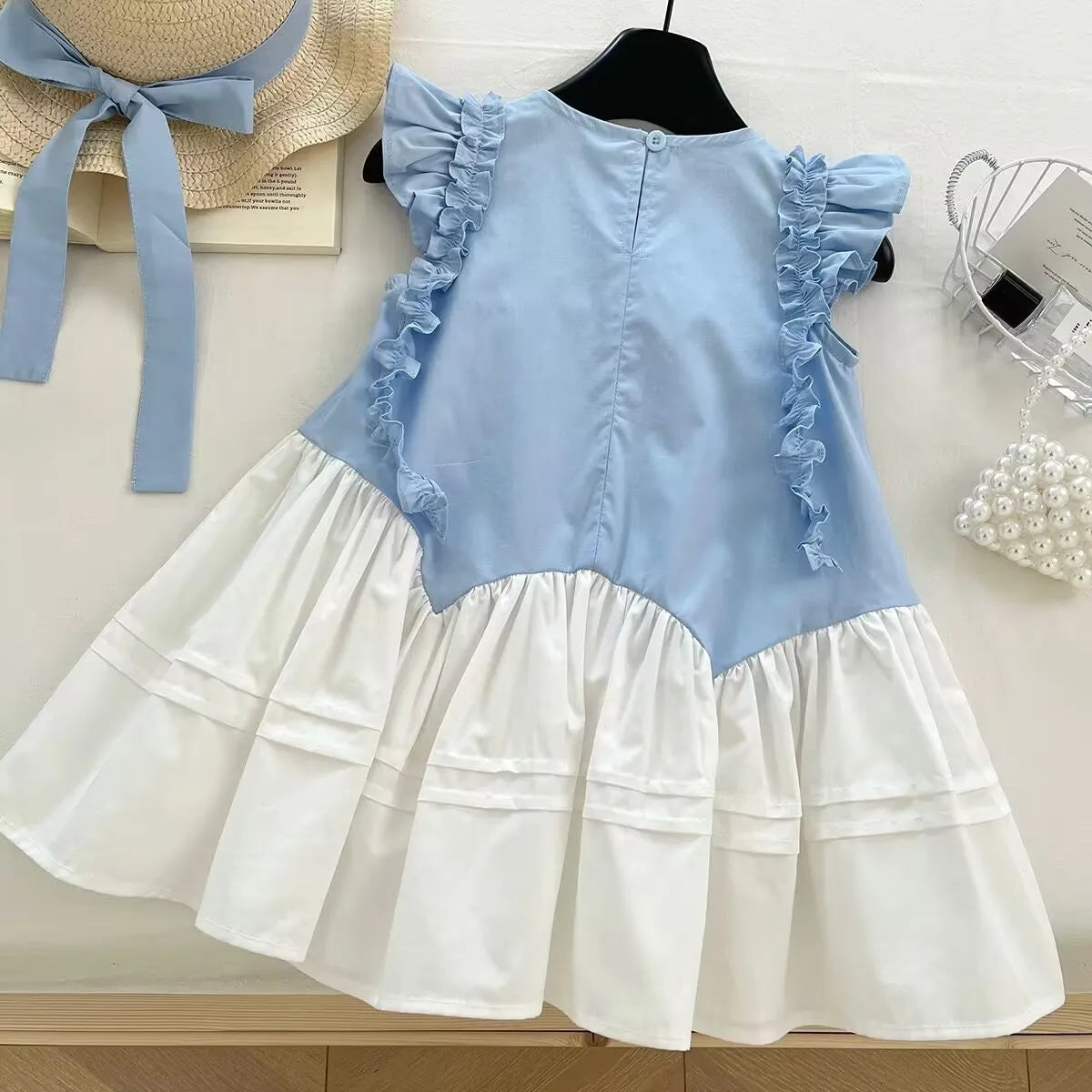 Girls Casual Dresses Bohemian Dimensional-Flower Patchwork Sundress Kids Dresses for Girls 2 To 7 Years Flower Girl Dresses