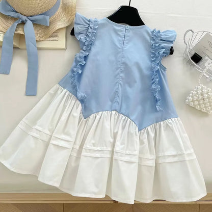 Girls Casual Dresses Bohemian Dimensional-Flower Patchwork Sundress Kids Dresses for Girls 2 To 7 Years Flower Girl Dresses