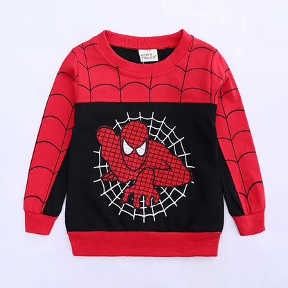 3pcs Cartoon Print Spiderman Cosplay Costume Autumn Kids Boys Sleeveless Hooded Vest +T Shirt+Pant Tracksuit Children Outfits