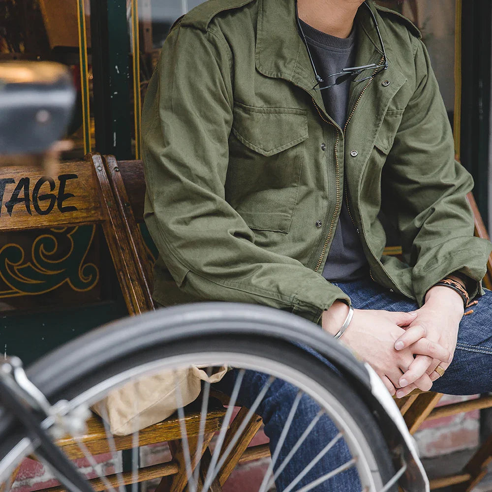 Jackets for Men Green Outdoor Windbreaker Vintage Casual Solid Coat Mens Clothes Multi-Pocket Jacket