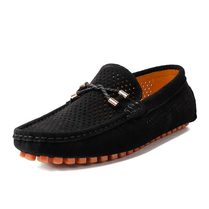 Mens Casual Shoes Genuine Leather Man Loafers Slip on Flats Lightweight Mens Driving Shoes Lazy Shoes