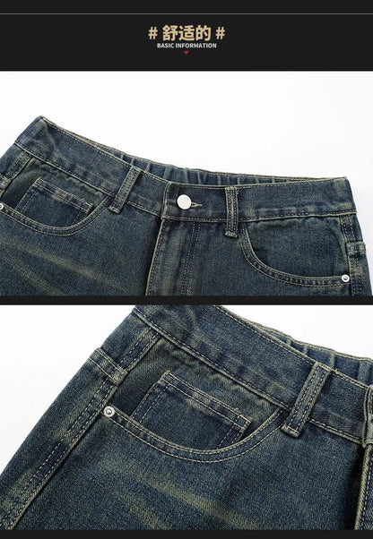Men's American Style Loose Straight Leg Jeans Vintage Spring Summer New Arrival Drapey Trendy Wide Leg Long Pants