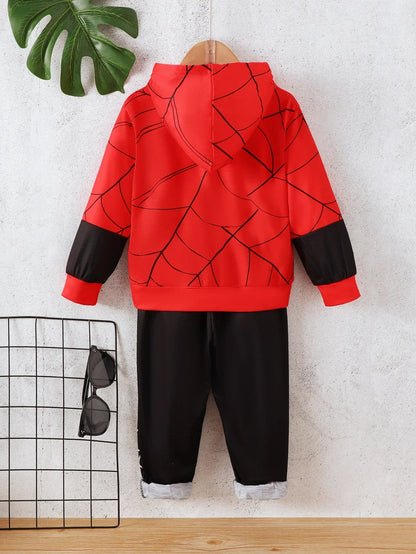 2PCS Kids Boy Clothes Set Cartoon Patte Hooded Long Sleeve Hoodie+Pants Autumn Fashion Trend Sports Outfit for Children 4-7Year
