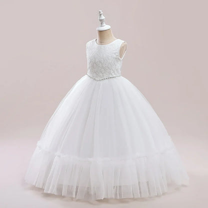 Summer Baptism Wedding Party Girl Flower Dresses Bow Bridesmaids Princess Prom Evening Dress For Girls First Communion Prom Gown