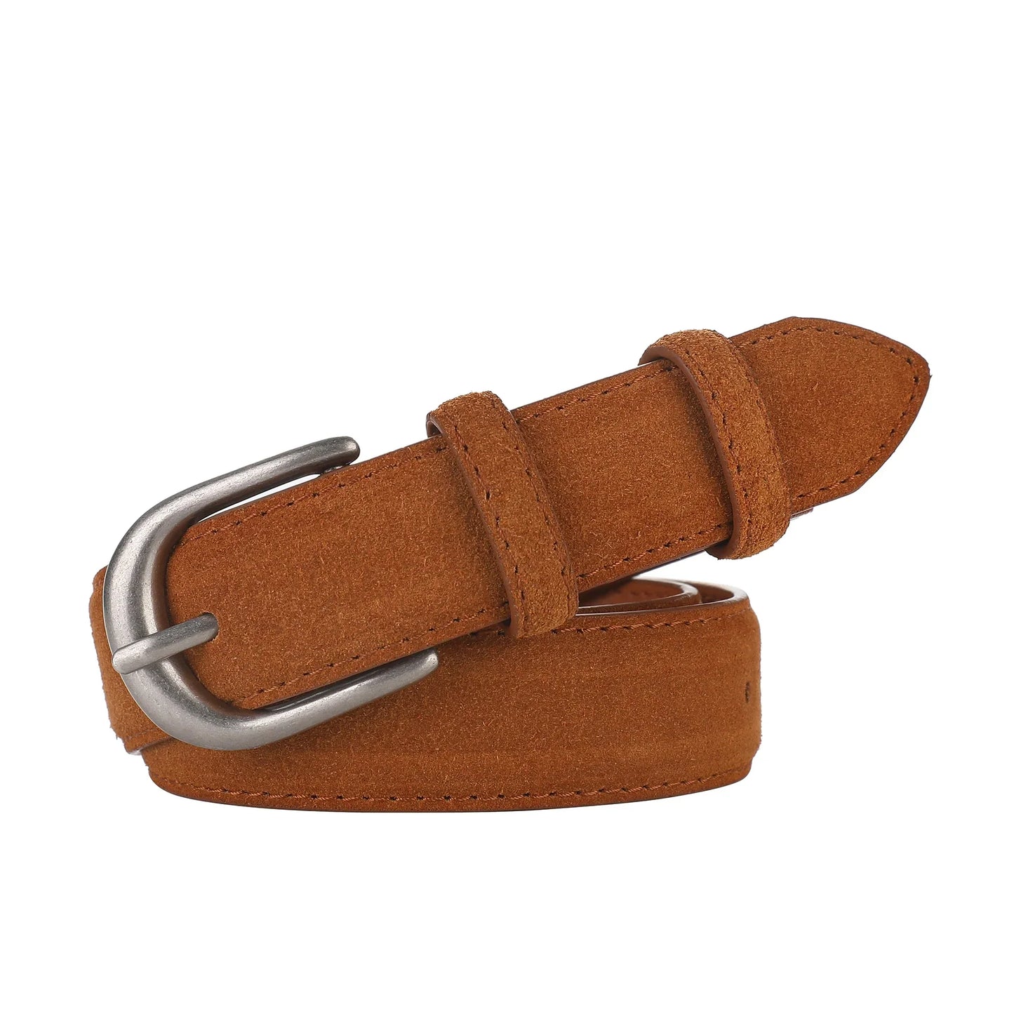 Fashion Suede Cowhide Women‘s Belts Genuine Leather 2.8cm Wide Belt Metal Buckle Women Belt Matched Dress Jeans Skinny Girdle