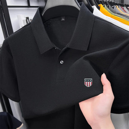 men's summer luxury brand cotton 100% polo shirt lapel printing short sleeves t-shirt business leisure ventilate men's clothing