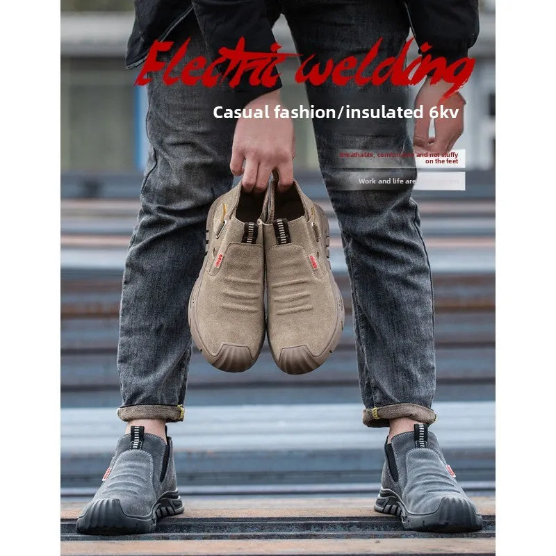 Labor protection shoes with steel toe caps, anti smashing and anti stabbing welding shoes, anti slip and wear-resistant shoes