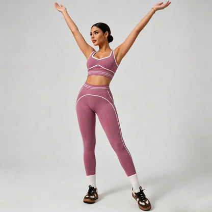 Women's Seamless Yoga Set - Sports Bra & High Waist Leggings Activewear for Gym Workout Fitness Exercise Stretch Athletic Outfit