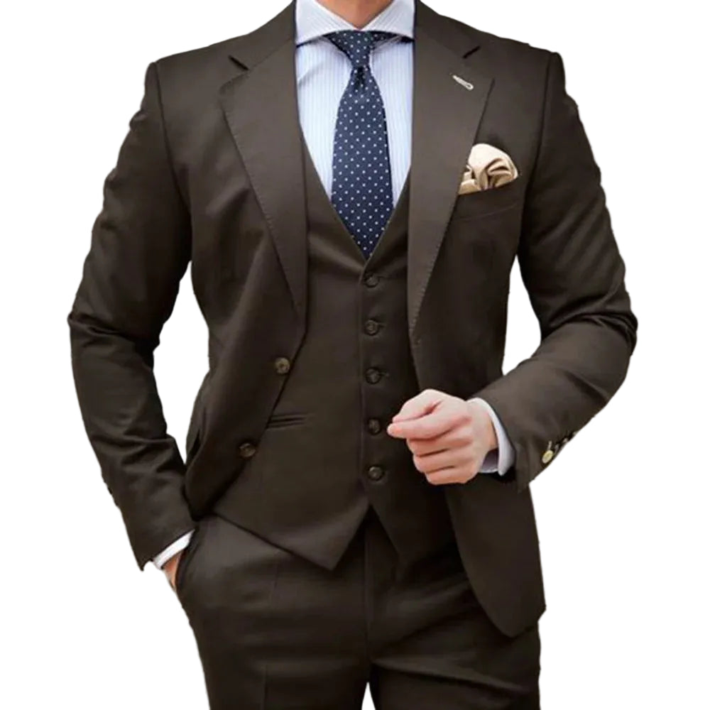 New Fashion Men Suits Slim Fit Elegant 3 Piece Wedding Tuxedo for Groom Business Male Handsome Formal Jacket Pants Vest