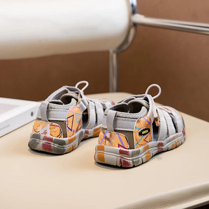 Boys Girls Casual Toes Capped Shoes Soft Sole Kids Sport Sandals Non-slip Children Summer Beach Shoes Classic Pull Rope 2025 New