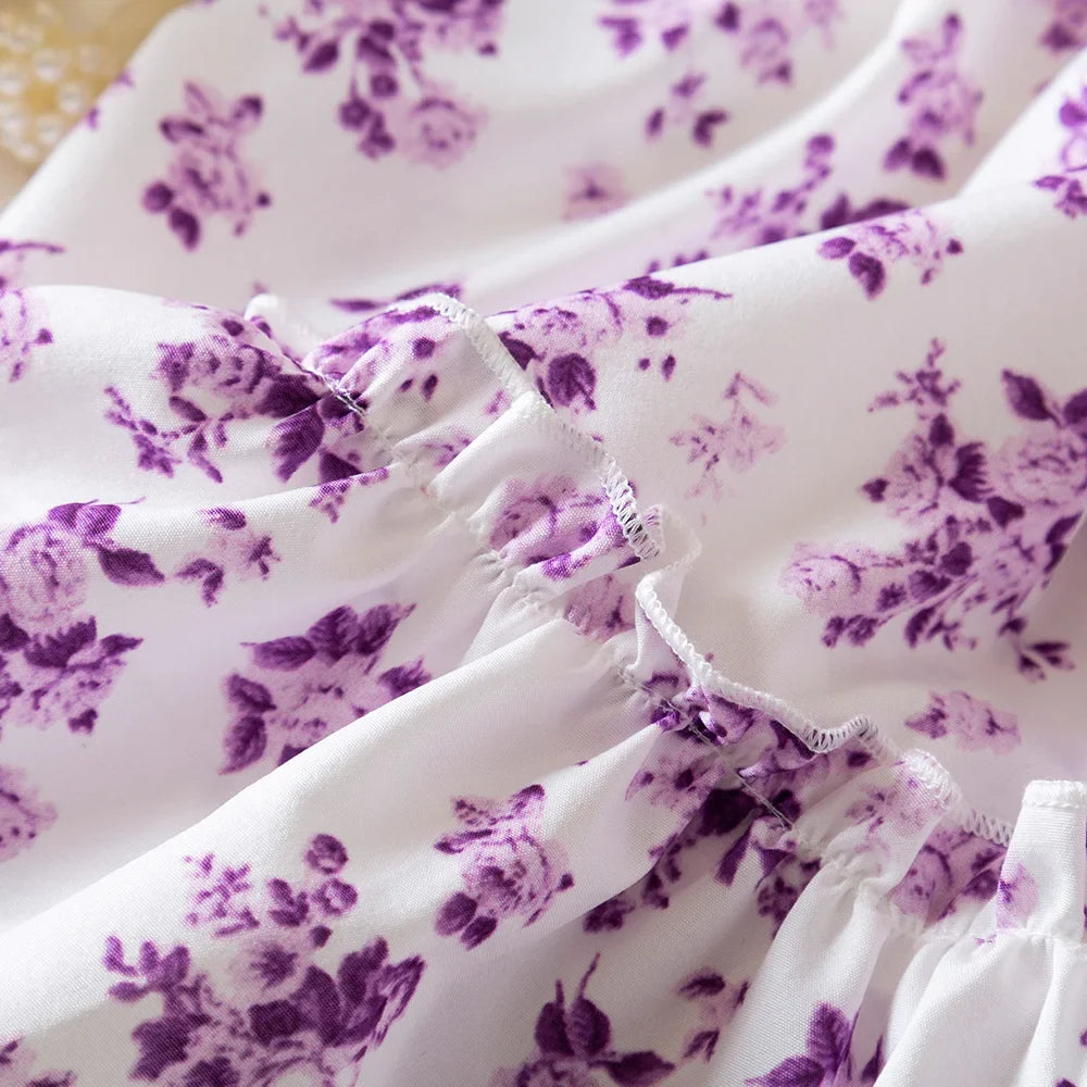 Floral Print Children Girl Dress Summer Elegant Sling Princess Dresses  Kids Beach Sundress Casual Cotton Baby Girl Clothing