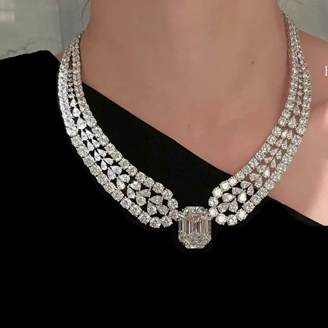 Conjuntos de joias de casamento da moda Brilhante Vermelho e branco incrustado com colar e brincos de cristal CZ 2PCS Acessórios para festa de noiva
