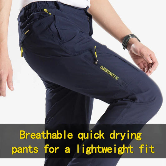 Summer Quick Dry Hiking Pants Men Stretch Waterproof Tactical Pants Zipper Pockets Trousers Lightweight Fishing Pants