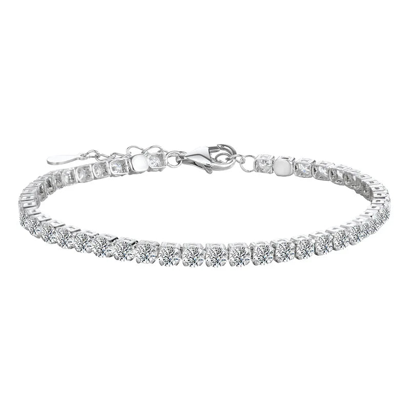 925 Sterling Silver 4.4 Carat Moissanite Adjustable Tennis Bracelet Fashion Temperament Design Light Luxury Ladies