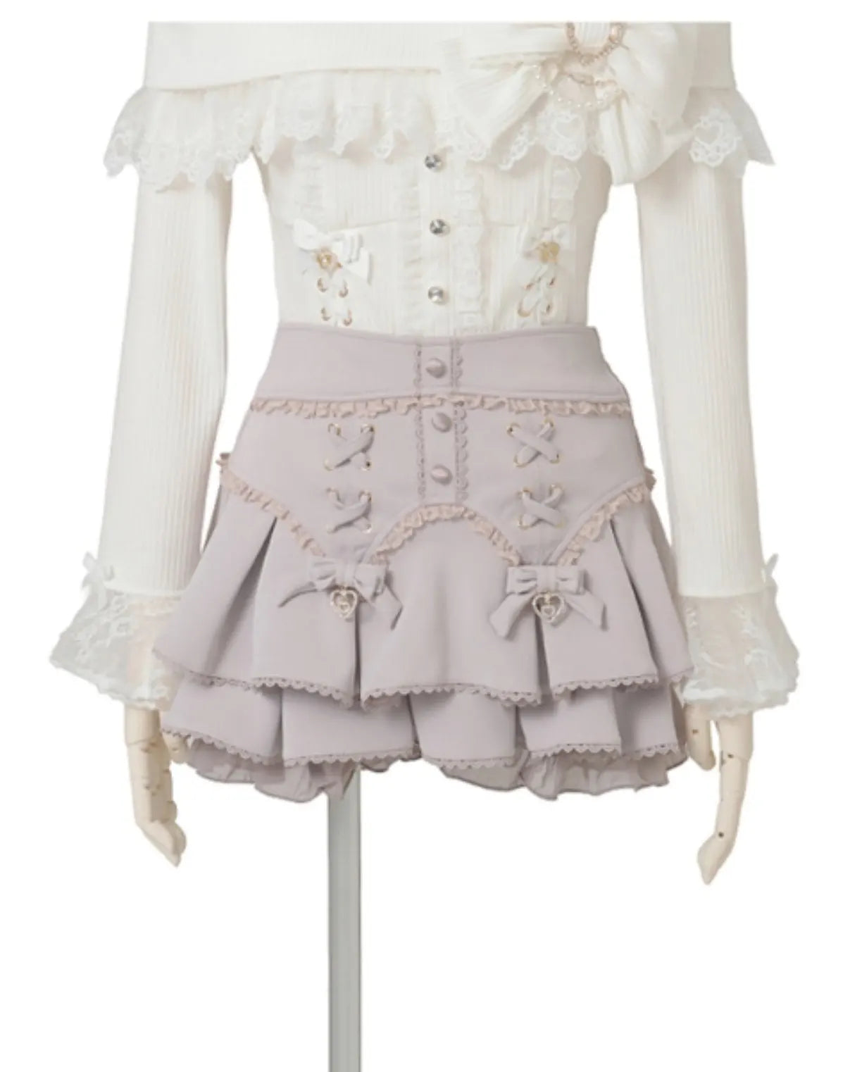 Liz Japanese-style Sweet Cross-ribbon Multi-layer Lace Back Bow Skirt 2026 Spring-summer New Cute Girl Princess Short Skirt