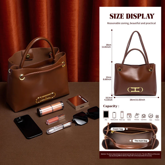 Women's handbag 2025 autumn new black minimalist tote bag dual-use commuting women's bag