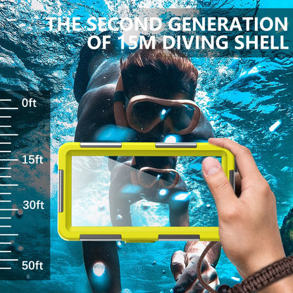 Multi-functional, durable, waterproof, 15m/50ft, universal 6.9 inch waterproof phone case, IP68, professional diving photography
