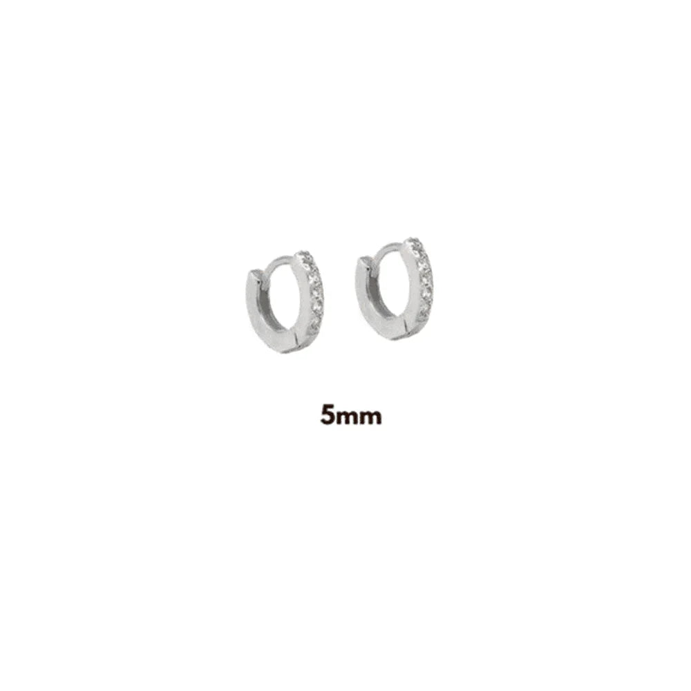 925 Sterling Silver Gold Zircon CZ 5mm 6mm 7mm 8mm To 13mm Huggies Hoops Piercing Pendiente Clips Luxury Fine Jewelry