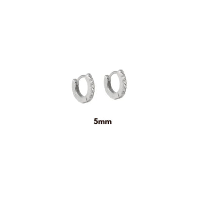 925 Sterling Silver Gold Zircon CZ 5mm 6mm 7mm 8mm To 13mm Huggies Hoops Piercing Pendiente Clips Luxury Fine Jewelry