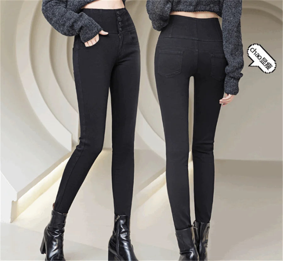 Button Fly Jeans High Waist Front for Women