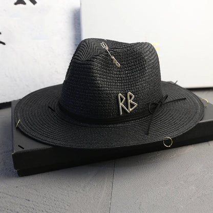 Big Size  Summer Sun Hats Ladies Fashion Girl Beach Straw  Hat Luxury Grass Jazz Top Panama Hat Womens 60cm Large Head
