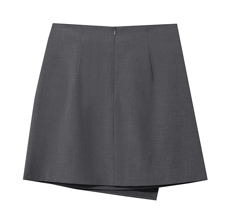 Mini Skirt 2026 Spring New Asymmetrical Pleated Short A-Line Skirt Commuter Solid Color Versatile Women's Clothing 12611004