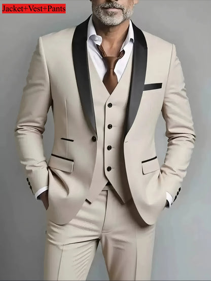 Elegant Men's Suit Sets- Slim Fit Tuxedo Set for Weddings & Formal Occasions, Black Suit
