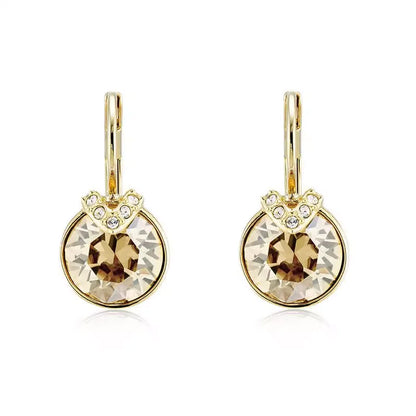 Bella V Drop Earring for Women Christmas Birthday Genuine Crystals from Austria Round Cut Dangle Silver Color Pierced Jewelry